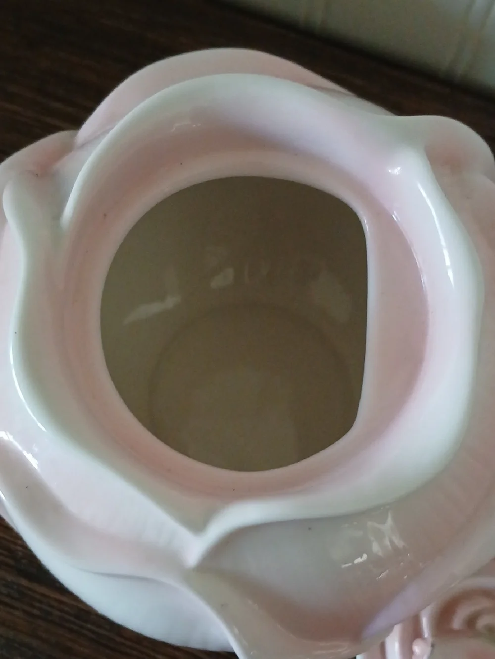 Pier 1 Imports Pink Rose Bud Shaped Flower Teapot Handpainted Flowers Ornate